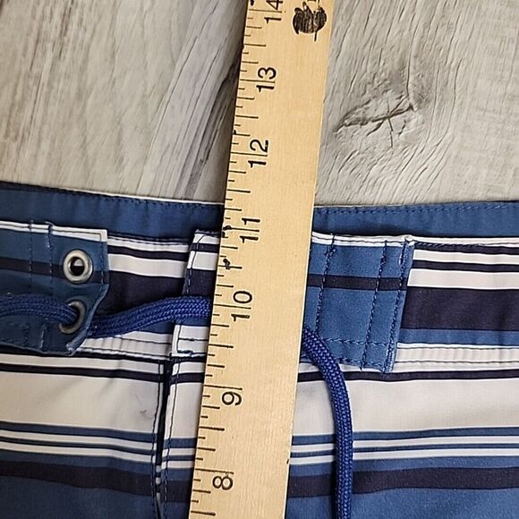 J‎ Crew Flex Board Swim Trunks Men's 33 Blue Stripe Double Drawstring Classic - Picture 10 of 12